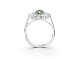 Silver Fancy Green Marquise Cut Diamond Floral Double Halo Engagement Ring with Prong Setting_129