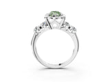 Silver Fancy Green Marquise  Cut Diamond Floral Halo Engagement Ring with Shared Prong Setting 4