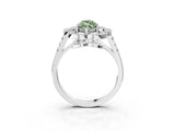 Silver Fancy Green Marquise Cut Diamond Floral Halo Split Shank Prong Setting Ring_63