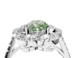 Silver Fancy Green Marquise Cut Diamond Floral Halo Split Shank Prong Setting Ring_64