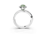 Silver Fancy Green Marquise Cut Diamond Halo Ring with Round Split Shank and Prong Setting_3