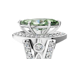 Silver Fancy Green Marquise Cut Diamond Halo Ring with Split Shank and Bezel Accents and Four-Prong Setting_11