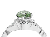 Silver Fancy Green Marquise Cut Diamond  Halo Twist Band Solitaire Prong Setting Ring_16