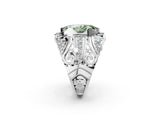 Silver Fancy Green Marquise Cut Diamond Pave Art Deco Split Shank Ring with Four-Prong Setting_8
