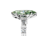 Silver Fancy Green Marquise  Cut Diamond Ring with Baguette Side Stones, Channel Set Band, and Four-Prong Setting_29