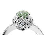 Silver Fancy Green Marquise Cut Diamond Scalloped Halo Engagement Ring with Round Shared Prong Band_4