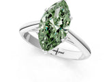 Silver Fancy Green Marquise Cut Diamond Solitaire Engagement Ring with Cathedral Setting and Four-Prong Mount_13
