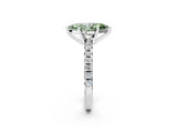 Silver Fancy Green Marquise Cut Diamond Solitaire Pavé Engagement Ring with Round Band and Prong Setting_4