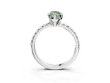 Silver Fancy Green Marquise Cut Diamond Solitaire Pavé Engagement Ring with Round Band and Prong Setting_5