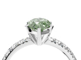 Silver Fancy Green Marquise Cut Diamond Solitaire Pavé Engagement Ring with Round Band and Prong Setting_6