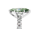 Silver Fancy Green Marquise Cut Diamond Solitaire Pavé Engagement Ring with Round Band and Prong Setting_7