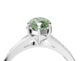 Silver Fancy Green Marquise Cut Diamond Solitaire Ring with Pavé Band and Prong Setting_16