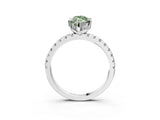 Silver Fancy Green Marquise Cut Diamond Solitaire Ring with Round  Pavé Band and Four-Prong Setting_39