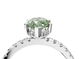 Silver Fancy Green Marquise Cut Diamond Solitaire Ring with Round  Pavé Band and Four-Prong Setting_40