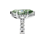Silver Fancy Green Marquise Cut Diamond Solitaire Ring with Round  Pavé Band and Four-Prong Setting_41