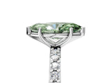 Silver Fancy Green Marquise  Cut Diamond Solitaire with Pave Band and Four-Prong Setting 5