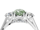 Silver Fancy Green Marquise Cut Diamond Three-Stone Engagement Ring with Prong Setting and Pavé Band_16