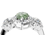 Silver Fancy Green Marquise Cut Diamond Three-Stone Halo Ring with Prong Setting and Pavé Accents_10