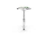 Silver Fancy Green Marquise Cut Halo Bezel Diamond Pave Band Ring_8