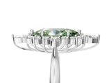 Silver Fancy Green Marquise Cut Halo Diamond Cluster Ring with Marquise and Round Stones on a White Gold Band with Prong Setting_5