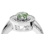 Silver Fancy Green Marquise Cut Halo Diamond Engagement Ring with Pave Split Shank and Four-Prong Setting_10
