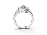 Silver Fancy Green Marquise Cut Halo Diamond Engagement Ring with Pave Split Shank and Four-Prong Setting_9