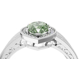 Silver Fancy Green Marquise Cut Halo Diamond Split Shank Ring with Prong Setting_10