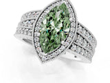 Silver Fancy Green Marquise Cut Halo Diamond Split Shank Ring with Prong Setting_7
