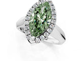 Silver Fancy Green Marquise  Cut Halo Solitaire Engagement Ring with Square Band and Four-Prong Setting_13
