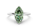 Silver Fancy Green Marquise Cut Solitaire Diamond Ring with Six-Prong Setting and Classic Band_34