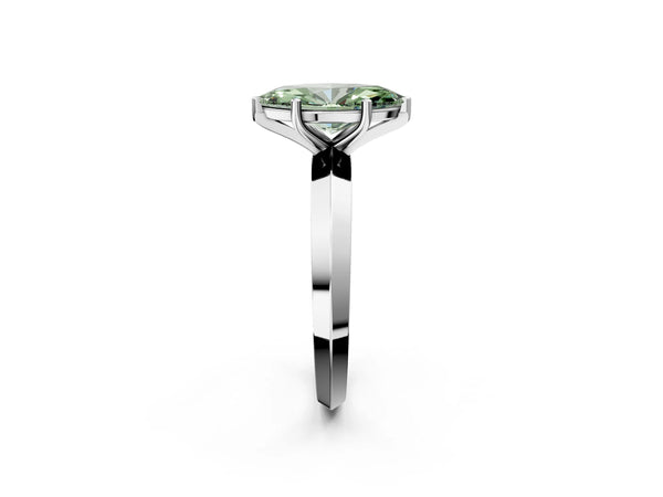 Sterling Silver Marquise Knife-Edge Solitaire Engagement Ring Setting for Fancy Green Center