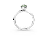Silver Fancy Green Marquise  Cut Solitaire Engagement Ring with Flat Band and Four-Prong Setting 3