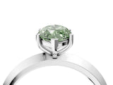 Silver Fancy Green Marquise  Cut Solitaire Engagement Ring with Flat Band and Four-Prong Setting 4