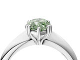 Silver Fancy Green Marquise  Cut Solitaire Engagement Ring with Tapered Band and Four-Prong Setting 4