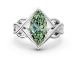 Silver Fancy Green Marquise Cut Solitaire Intertwined Band Prong Setting Ring_6