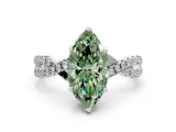 Silver Fancy Green Marquise Cut Solitaire Twist Pave Diamond Engagement Ring with Prong Setting_66