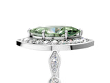 Silver Fancy Green Marquise  Halo Diamond Engagement Ring with Twisted Band and Four-Prong Setting 5