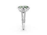 Silver Fancy Green Marquise  Halo Diamond Floral Split Shank Engagement Ring 3