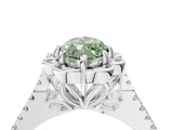 Silver Fancy Green Marquise  Halo Diamond Floral Split Shank Engagement Ring 5