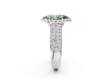 Silver Fancy Green Marquise  Halo Round Diamond Pave Band with Prong Setting 3