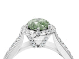 Silver Fancy Green Marquise  Halo Round Diamond Pave Band with Prong Setting 5