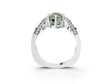 Silver Fancy Green Marquise  Solitaire Diamond Engagement Ring with Pave Band and Four-Prong Setting 3