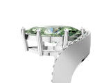 Silver Fancy Green Marquise  Solitaire Diamond Engagement Ring with Pave Band and Four-Prong Setting 5