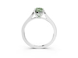Silver Fancy Green Marquise  Solitaire Diamond Ring with Four-Prong Setting and Tapered Band 4