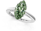 Silver Fancy Green Marquise  Solitaire Diamond Ring with Split Shank and Four-Prong Setting_13