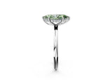 Silver Fancy Green Marquise  Solitaire Diamond Ring with a Classic Band and Four-Prong Setting 3
