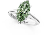 Silver Fancy Green Marquise  Solitaire Engagement Ring with Six-Prong Setting and Classic Band 2