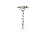 Silver Fancy Green Marquise  Solitaire Twist Band Ring with Four-Prong Setting_2