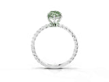 Silver Fancy Green Marquise  Solitaire Twist Band Ring with Four-Prong Setting_3