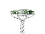 Silver Fancy Green Marquise  Solitaire Twist Band Ring with Four-Prong Setting_5